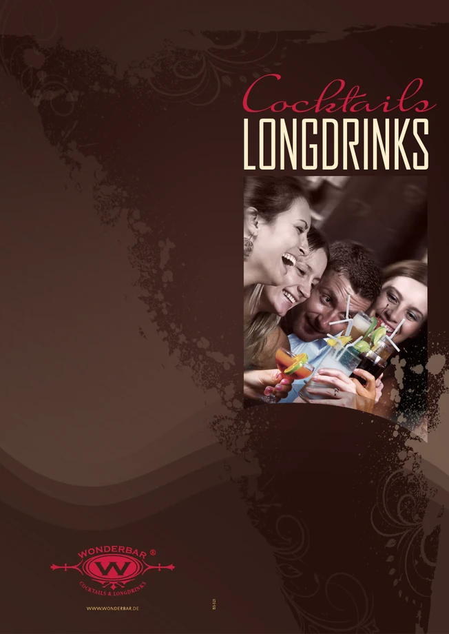 Braune WonderBar Cocktailkarte für 14 Sorten, Titelseite